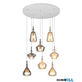   TRIO 349430817 ALDEA függeszték excl.8xE14 ↕300cm Ø60cm matt fehér-króm-borostyán