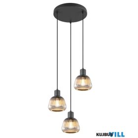   TRIO 362830332 TARIFA függeszték excl.3xE27 ↕150cm ↔37cm Ø25cm matt fekete