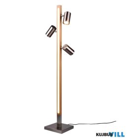   TRIO 412510407 MARLEY állólámpa 20W LED/2300lm/3000K + excl.3xGU10 ↕130cm ↔22cm matt nikkel-fa
