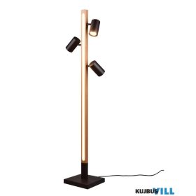   TRIO 412510432 MARLEY állólámpa 20W LED/2300lm/3000K + excl.3xGU10 ↕130cm ↔22cm matt fekete-fa