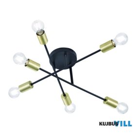   TRIO 606700632 CROSS mennyezet lámpa excl.6xE27 ↕19,1cm Ø56,6cm matt fekete