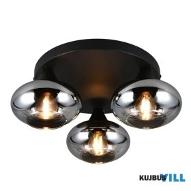   TRIO R66643054 DIVINA mennyezet lámpa excl.3xE14 ↕15cm Ø39cm fekete-füst üveg