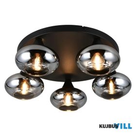   TRIO R66645054 DIVINA mennyezet lámpa excl.5xE14 ↕15cm Ø49cm fekete-füst üveg