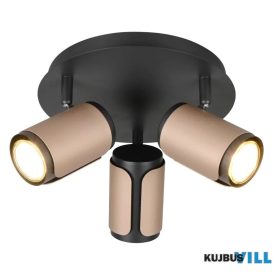   TRIO 814530365 GILLAN spotlámpa excl.3xGU10/10W ↕16cm Ø30cm matt fekete/kávébarna