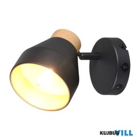   TRIO R81921732 VALENTIN spotlámpa excl.1xE14/10W ↕14cm ↔19cm Ø11cm fekete/arany/fa utánzat