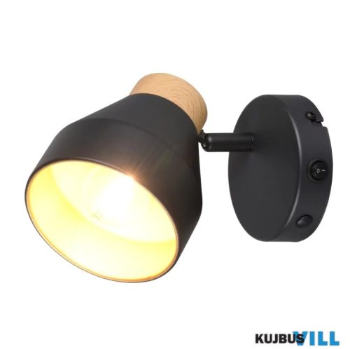 TR R81921732 VALENTIN spotlámpa excl.1xE14/10W ↕14cm ↔19cm Ø11cm fekete/arany/fa utánzat
