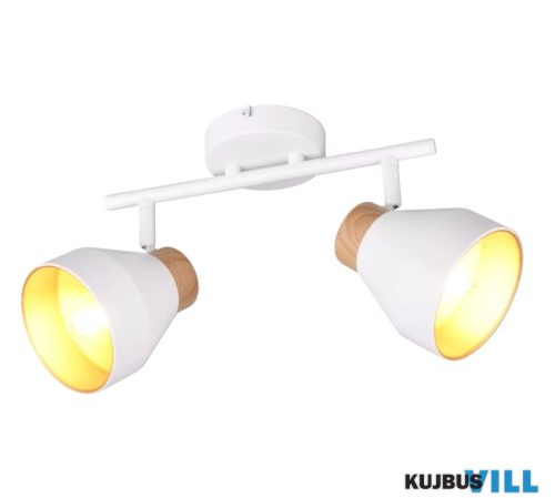 TR R81922031 VALENTIN spotlámpa excl.2xE14/10W ↕21cm ↔32cm Ø11cm fehér/arany/fa utánzat