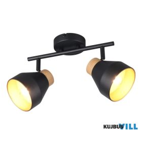   TRIO R81922032 VALENTIN spotlámpa excl.2xE14/10W ↕21cm ↔32cm Ø11cm fekete/arany/fa utánzat