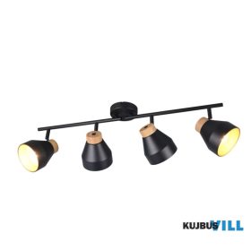   TRIO R81924032 VALENTIN spotlámpa excl.4xE14/10W ↕22cm ↔71,5cm Ø11cm fekete/arany/fa utánzat