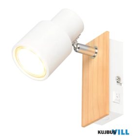   TRIO R81981731 PIERRE spotlámpa excl.1xGU10/10W ↕14cm ↔15cm Ø6cm matt fehér/fa utánzat