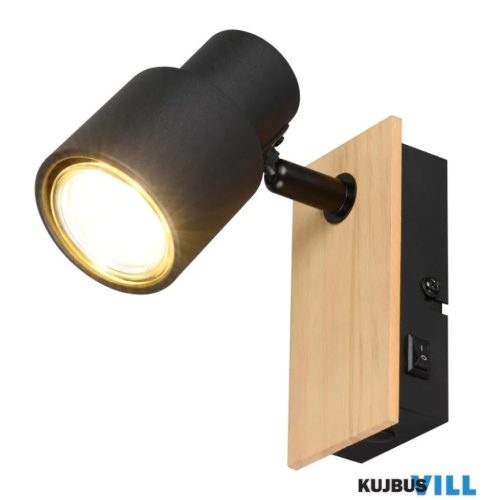 TR R81981732 PIERRE spotlámpa excl.1xGU10/10W ↕14cm ↔15cm Ø6cm matt fekete/fa utánzat