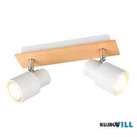   TRIO R81982031 PIERRE spotlámpa excl.2xGU10/10W ↕15cm ↔25cm Ø6cm matt fehér/fa utánzat