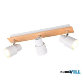   TRIO R81983031 PIERRE spotlámpa excl.3xGU10/10W ↕15cm ↔40cm Ø6cm matt fehér/fa utánzat