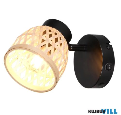 TR R86091732 LAURENT spotlámpa excl.1xE14/10W ↕11,5cm ↔14cm ↗10,5cm bambusz/matt fekete