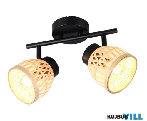 TR R86092032 LAURENT spotlámpa excl.2xE14/10W ↕17cm ↔37cm bambusz/matt fekete