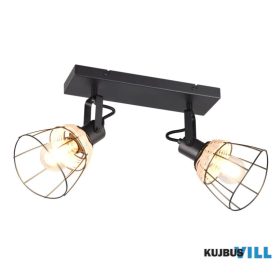   TRIO R86232032 JEROME spotlámpa excl.2xE27/10W ↕20,7cm ↔36cm rattan/matt fekete