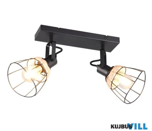 TR R86232032 JEROME spotlámpa excl.2xE27/10W ↕20,7cm ↔36cm rattan/matt fekete