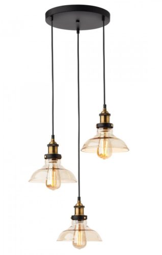 REDO 01-1004 SAVILLE Függeszték 01-1004 SAVILLE 3 x max 42W E27  fekete, antik bronz, borostyánszínű