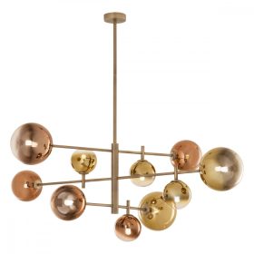   REDO 01-2781 Függeszték ROY SU 10X10W G9 MATT BRASS/ GOLD+COFFEE IP20 (4.1.1)