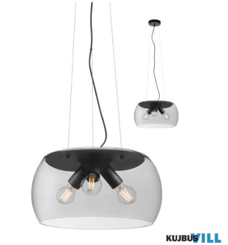 REDO 01-3067 CROMA Függeszték 3 x max 42W  fekete, füst szín