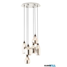   REDO 01-3194 TANNER Függeszték 6 x max 28W  fekete, króm, füst szín