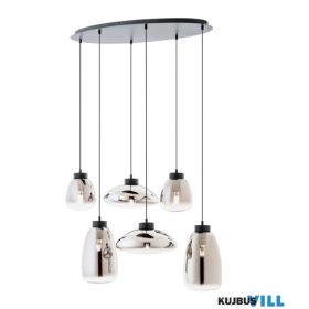   REDO 01-3212 LUKE Függeszték 6 x max 42W  matt fekete, füst szín