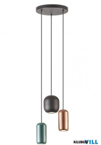 REDO 01-3480 BOOM Függeszték 3 x 10W  matt fekete, matt barna, matt zöld