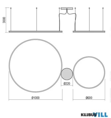 REDO 01-4901-TRIAC ORBIT SU LED 119W CCT 2700/3000K D1000+600 BRASS (4.1.2)-TRIAC