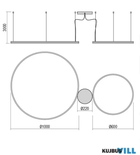 REDO 01-4902-DALI ORBIT SU LED 119W CCT 2700/3000K D1000+600 SAND BLACK(4.1.2)-DALI