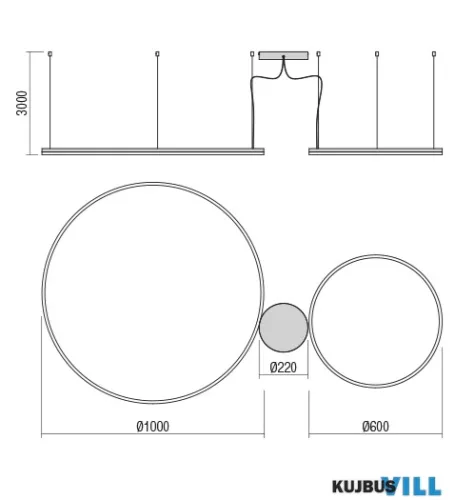 REDO 01-4902-TRIAC ORBIT SU LED 119W CCT 2700/3000K D1000+600 SAND BLACK(4.1.2)-TRIAC
