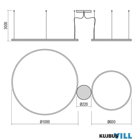 REDO 01-4904-DALI ORBIT SU LED 119W CCT3000/4000K D1000+600 BRASS (4.1.2)-DALI