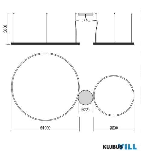 REDO 01-4905-DALI ORBIT SU LED 119W CCT3000/4000K D1000+600 SAND BLACK(4.1.2)-DALI