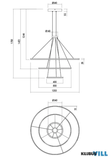 REDO 01-4911-TRIAC ORBIT SU LED 148W CCT 3000/4000K D1200+800+400 SAND BLACK (4.1.2)-TRIAC