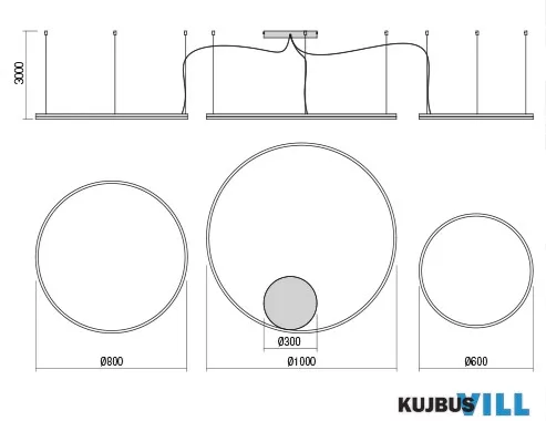 REDO 01-4913-TRIAC ORBIT SU LED 170W CCT 2700/3000K D1000+800+600 BRASS (4.1.2)-TRIAC