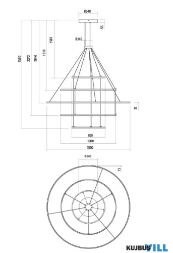 REDO 01-4928-TRIAC ORBIT SU LED 310W CCT 3000/4000K D1500+1000+1000+600+600 BRASS (4.1.2)-TRIAC