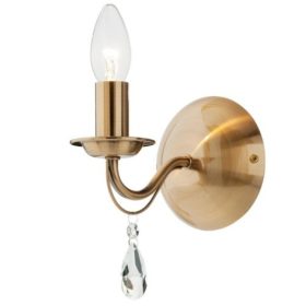   REDO 02-709 FABIOLA Fali lámpa 1 x max 28W  antik sárgaréz fémszerkezet,áttetsző üveg dísz