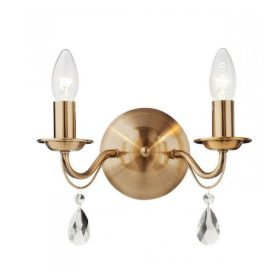   REDO 02-710 FABIOLA Fali lámpa 2 x max 28W  antik sárgaréz fémszerkezet,áttetsző üveg dísz