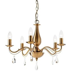   REDO 02-712 FABIOLA Csillár 02-712 FABIOLA 5x max 28W E14  antik sárgaréz fémszerkezet,áttetsző üveg dísz