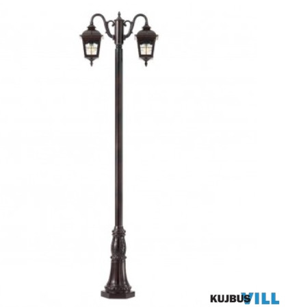 REDO 9655 YORK Kültéri álló lámpa 2 x 70W E27  antik fekete festés barna fénnyel, átlátszó