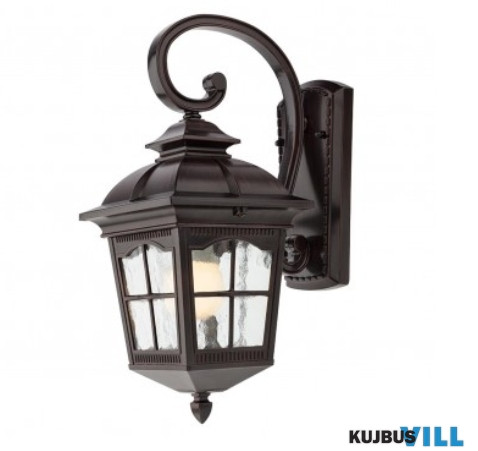 REDO 9664 YORK Kültéri fali lámpa 1 x 70W E27  antik fekete festés barna fénnyel, átlátszó