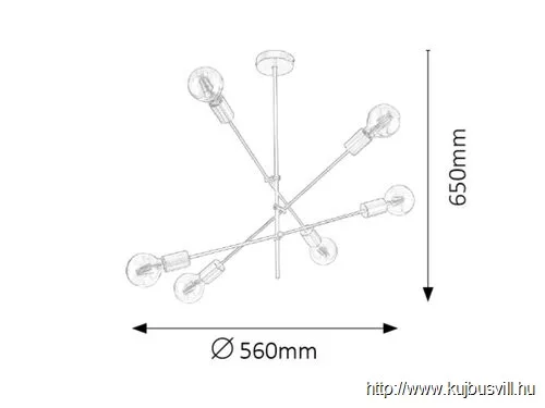 RÁBALUX 2104 Lanny függ.E27 6X MAX 15W,fek/ar