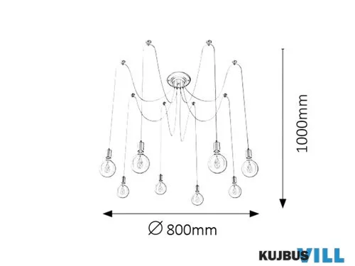 RÁBALUX 2224 Caspar függ. 10X MAX 60W,matt fekete