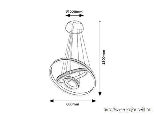 RÁBALUX 2230 Avalon,bel.függ,LED 75W, s.alu.,D60cm
