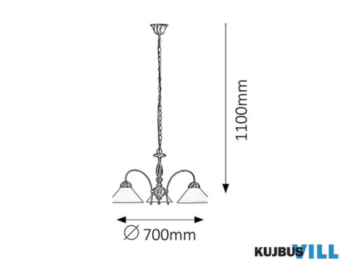 RÁBALUX 2703 Marian 3ágú csillár E27 3x60W bronz