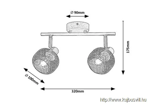 RÁBALUX 3128 Grendel,bel.spot,E14 2xMAX40W,bükk, fek.
