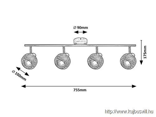 RÁBALUX 3130 Grendel,bel.spot,E14 4xMAX40W,bükk, fek.