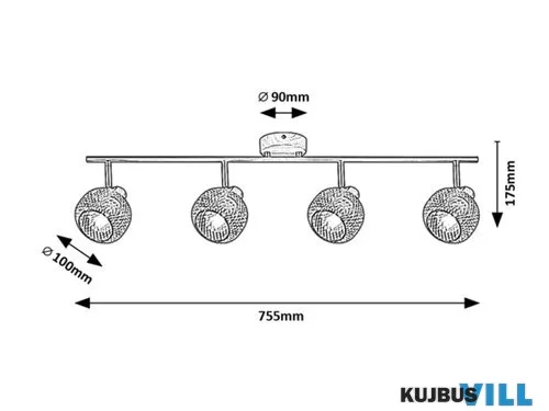 RÁBALUX 3130 Grendel,bel.spot,E14 4xMAX40W,bükk, fek.