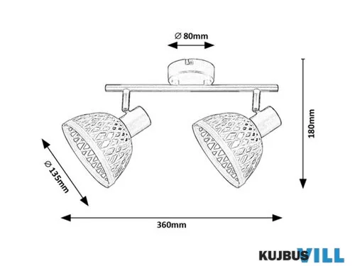 RÁBALUX 3134 Rattan,bel.spot,E14 2xMAX15W,fekete