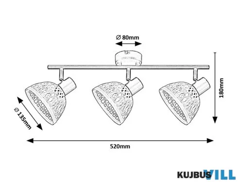 RÁBALUX 3135 Rattan,bel.spot,E14 3xMAX15W,fekete