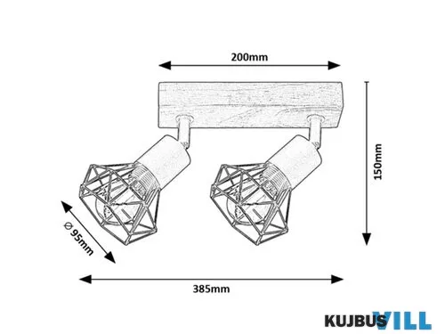 RÁBALUX 3138 Zeus,bel.spot,E14 2xMAX40W,fekete,tölgy
